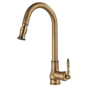 Fregadero de latón del Fregadero de Fregadero de lámpara Manejo de una Sola manija de la batería de Cocina con Agua giratoria de 360 ° de Agua fría y Caliente Ajustable, Negro Mate