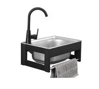 Fregadero de mano comercial con grifo y soporte, lavabo de acero inoxidable para lavado, montaje en pared para restaurante, cocina, bar, garaje
