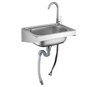Fregadero de mano de acero inoxidable montado en la pared de grado comercial para restaurante, cocina y uso doméstico, incluye soporte (color: KITC Tamaño: 48 x 35 cm)