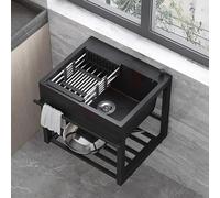 Fregadero de pared con agujero para grifo, diseño compacto para lavandería, baño y cocina