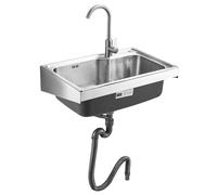 Fregadero de pared de acero inoxidable con grifo, lavabo individual para cocina, baño, lavandería en restaurantes, tiendas, hogares