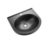 Fregadero de pared de acero inoxidable para restaurante, grifo combinado y drenaje, fregadero de preparación para cocina y hogar, negro, 48 x 42 x 9,5 cm, duradero y fácil de limpiar