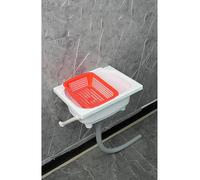 Fregadero de pared de resina para exteriores, 38,5 x 28,5 x 18 cm, versátil lavabo de jardín y cocina, para garaje, lavandería, preparación de café, incluye tubo de drenaje de 95 cm, color blanco