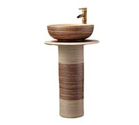 Fregadero de Pedestal Lavabo de columna cerámica arte retro for exteriores, lavabo for patio, for balcón