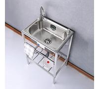 Fregadero de pie libre de Acero Inoxidable, Fregaderos de un seno Con Agua Fria y Caliente Grifo, Comercial Restaurante Fregadero Exterior Independiente,para Interior y Exterio ( Color : Hot and cold