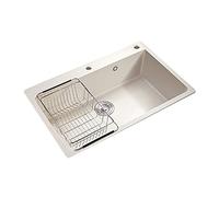 Fregadero De Piedra De Cuarzo Fregadero De Cocina Grande Fregadero Doméstico Fregadero De Cocina Juego De Lavabo Bajo Encimera (Color : White(C), Size : 55 * 43 * 20cm)