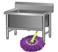 Fregadero de piso comercial, lavabo de servicio de trapeador de acero inoxidable, fregadero de servicio de pie para interiores y exteriores, tina de lavandería, estación,Noshelf-80 * 50 * 55cm