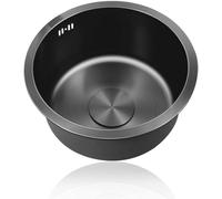 Fregadero de un solo cuenco negro para autocaravana, galera y zonas de comedor, diámetro de 32 cm, duradero y elegante, perfecto para caravana, furgoneta o cocina
