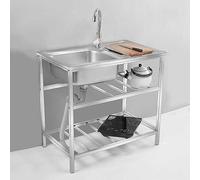 Fregadero de un solo seno, de acero inoxidable, for cocina comercial de restaurante, con grifo y desagüe, ideal for lavandería, patio, garaje, camping, estación de lavado de manos portátil, lavabo de