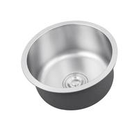 Fregadero de verduras redondo de un solo cuenco de acero inoxidable 304, moldura de una pieza, adecuado for islas de barra de cocina.(400mm)