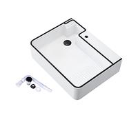Fregadero del Baño Fregadero de recipiente rectangular blanco 23" x 18" con borde negro arte cerámica for baño montaje superior y combinación desagüe emergente(Left)