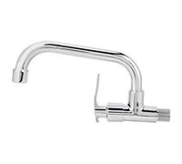 Fregadero del grifo de agua Cuerpo de latón y tubo de acero inoxidable Grifo de agua fría individual G1/2in montado en la pared para uso doméstico en la cocina(Tipo A 25cm)