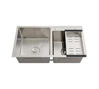 Fregadero doble bandeja cocina acero inoxidable 78cm con cesta escurridor y | Drenaje X,Aislamiento acústico,Anti-condensación,Dos tanques Para Cocina Restaurante Lavadero Garaje y Bar