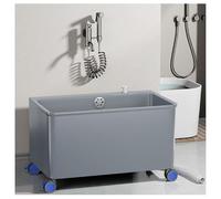 Fregadero Doméstico Diseño con Pulsador Cubeta para Fregona Fregaderos para Balcón Ruedas Giratorias Desagüe Rebosadero Grande Diámetro Incluye Grifo H45,5 Cm (17,9")(25.6x13.2x17.9")