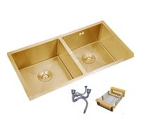 Fregadero Dorado Fregadero De Cocina De Acero Inoxidable Fregadero Doble Grande Dorado Fregadero De Restaurante Panel Engrosado Fácil De Limpiar (S : 85x45x21cm)