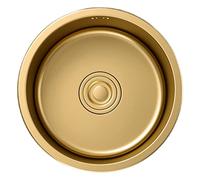 Fregadero Dorado Redondo Minifregadero Individual Hecho A Mano Fregadero De Cocina De Acero Inoxidable Fregadero Individual De Barra De Isla Central Fregadero De Lavabo para El Hogar (Color : Gold,