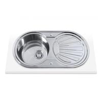 Edesa, Fregadero Sobre Encimera Modelo K2 SE 84 1C1E REVERSIBLE, Fregadero de Encastre, Cubeta Redonda, Fregadero con Escurridor, Orificio para Grifo, Ancho de 45 cm, Fácil instalación, Color Acero
