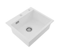 Fregadero empotrable de 50 x 45 cm, 1 cuenco, arena de cuarzo, para cocina, de granito, de materiales compuestos, moderno, de granito, blanco, para cocina, moderno juego de fregaderos empotrables