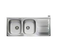 Fregadero empotrado de acero inoxidable con 2 senos 116 cm Dx