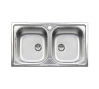 Fregadero empotrado de acero inoxidable de 2 cubetas de 86 cm