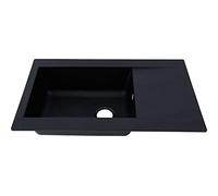 Fregadero empotrado de mineralita 1 cuenca negro, respekta DENVER86X50S, 86 x 50 cm