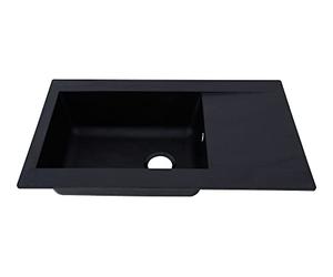 Fregadero empotrado de mineralita 1 cuenca negro, respekta DENVER86X50S, 86 x 50 cm