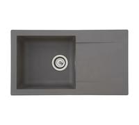 Respekta fregadero de cocina Denver de mineralita en gris/Fregadero empotrable de 1 cubeta en 78 x 44 cm/Lavabo adecuado para armarios inferiores de 45 cm de ancho