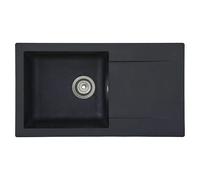 Respekta fregadero de cocina Denver de mineralita en negro/Fregadero empotrable de 1 cubeta en 78 x 44 cm/Lavabo adecuado para armarios inferiores de 45 cm de ancho
