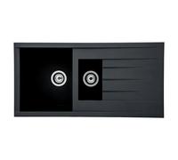Respekta Houston Fregadero, Mineralite, 100x50 cm, 1,5 cubetas, negro