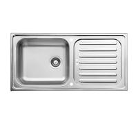 Respekta Riverside Fregadero de acero inoxidable/Fregadero empotrado de 1 cubeta de 100 x 50 cm/Apto para bases a partir de 60 cm de ancho