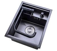 Fregadero Especial para Caravanas Pequeñas Y Medianas Tanque Individual Pequeño De Acero Inoxidable 304 para El Hogar Fregadero Multifuncional Plegable Oculto con Tapa