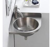 Fregadero esquinero de acero inoxidable independiente con escurridor y grifo, ideal para cocina, baño, lavandería, grifo individual de agua fría incluido