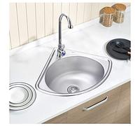 Fregadero esquinero de acero inoxidable, mini lavabo compacto de montaje superior para baño, cocina, RV y laboratorios, diseño plateado que ahorra espacio (tamaño: kit #A)