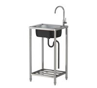 Fregadero Exterior de Acero Inoxidable, Fregadero con Grifo Fregaderos Industrial Lavabo Cucina Fregaderos Portatil Independiente Lavabo Comercial Para Garaje 42X37cm