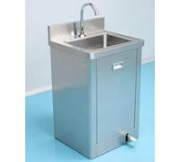 Fregadero Exterior Gabinete Estrecho de Fregadero de Cocina Sobre Pedestal con Pedal y Grifo, Estación Portátil Multifuncional Para Lavarse Las Manos, Lavadero para Acampar, Jardín, Baño