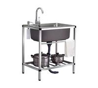 Fregadero Exterior Jardín Portátil Con Soporte y Grifo - Lavabo De Mano Para Lavadero, Patio Trasero, Garaje - Simple Al Aire Libre