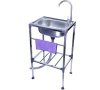 Fregadero Exterior Lavabo Multifunción De Acero Inoxidable Fregadero Móvil Independiente Fregaderos Industrial Con Grifos and Escurridor Para Cocina/Restaurante/Jardín/Lavandería,Fácil De Limpiar