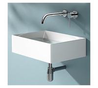 Fregadero flotante for montaje en pared, combinación de lavabo de cerámica for baño con grifo, con tubo de drenaje emergente, for lavabo y lavado del hogar(50x35cm/20x14in)
