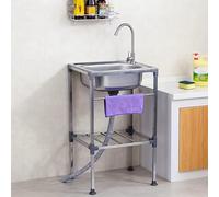 Fregadero For Exteriores independiente de acero inoxidable con grifo de 360°Fregadero Portátil para Restaurante,montaje de bricolaje, lavabo móvil para el hogar y el comercio,