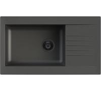 Fregadero grande Ausmann Fibre de fibra de vidrio negro reversible con escurridor sobre encimera 86x50 cm con tapón negro 1208956781