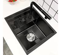 Fregadero Grande de 17,7 Pulgadas, Fregadero Invisible, Fregadero pequeño para Bar, Fregadero de Cocina con Lavadora de Vidrio de Alta presión, Fregadero Hecho a Mano con Accesorios, Gris Oscuro - 45