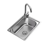 Fregadero grande de acero inoxidable con estación de trabajo de 58 x 43 cm, fregadero de cocina con cuenco individual y accesorios, ideal para uso en casa, oficina y fábrica, acabado plateado elegante