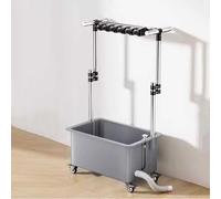 Fregadero independiente con lavabo profundo, altura ajustable, organizador móvil con ruedas para lavandería, patio trasero, garaje