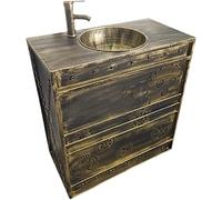Fregadero independiente con pedestal para baño, mueble moderno individual con almacenamiento y grifo, muebles de estilo industrial con espejo