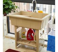 Fregadero Independiente con Tabla De Lavar, Bañera De Plástico con Grifo Y Escurridor De Acero Inoxidable, Estación De Lavado De Manos Portátil para Lavadero, Jardín