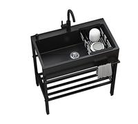 Fregadero independiente de acero inoxidable 304 con unidad de drenaje y grifo para cocina, bar, restaurante