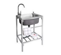 Fregadero independiente de acero inoxidable al aire libre con estantes Sto lavabo de lavado de manos para restaurante, cocina, bar, cocina y patio trasero