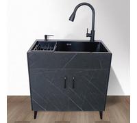 Fregadero independiente de acero inoxidable con gabinete, fregadero de cocina comercial de un solo tazón con grifo, fregaderos y gabinetes combinados