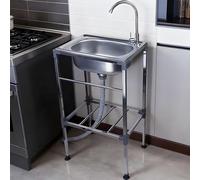 Fregadero Independiente de Acero Inoxidable con grifos,Fregaderos de Cocina un seno,Fregaderos Industrial Fácil De Montar Lavabos Multifunción portátil para uso interior y exterior