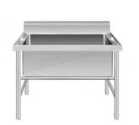 Fregadero independiente de acero inoxidable, cuenco individual grande para cocina, cuarto de lavado industrial (80 x 60 x 80 cm, profundidad: 40 cm) y fácil de limpiar